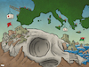 Cartoon: Disaster zones (small) by Tjeerd Royaards tagged libya,morocco,earthquake,floods,nature,disaster,victims