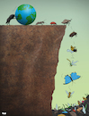 Cartoon: Insect Extinction (small) by Tjeerd Royaards tagged insects,insecticide,extinct,cliff,earth,bees,beetle
