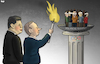 Cartoon: Olympic flame (small) by Tjeerd Royaards tagged beijing,2022,olympics,putin,china,russia,xi,jinping,political,dissent
