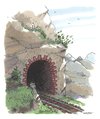 Cartoon: Katze vor Tunnel (small) by woessner tagged katze,vor,tunnel,lauern,beute,maus,mauseloch,verwechslung,eisenbahn,stubentiger,haustier,tiere,kater