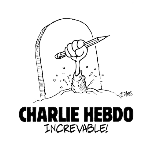 Cartoon: Charlie Hebdo Increvable! (medium) by MosesCartoons tagged charlie,hebdo,france,terror,karikaturist,tod,zerstörung