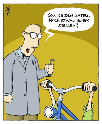 Cartoon: Einstellungssache (medium) by MosesCartoons tagged fahrrad,radfahrer,fachhandel,fahrradhändler,montage,einstellung,mosescartoons,fahrrad,radfahrer,fachhandel,fahrradhändler,montage,einstellung,mosescartoons