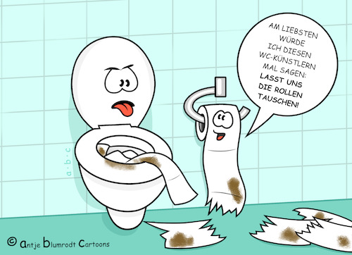 Cartoon: Schmutziges Geschäft (medium) by a-b-c tagged donnerbalken,klo,latrine,schmutz,thron,toilette,toilettenpapier,topf,wc,donnerbalken,klo,latrine,schmutz,thron,toilette,toilettenpapier,topf,wc