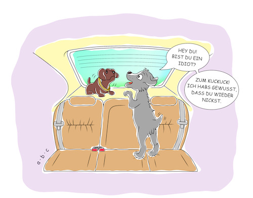 Cartoon: Wackeldackel (medium) by a-b-c tagged auto,pkw,limousine,dackel,hund,wackeldackel,idiot,abc,kfz,rentnerauto,straßenverkehr,auto,pkw,limousine,dackel,hund,wackeldackel,idiot,abc,kfz,rentnerauto,straßenverkehr