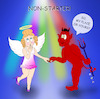 Cartoon: non-starter (small) by a-b-c tagged angel,heaven,heavenly,idol,images,devil,hell,purgatory,evil,opposites,discotheque,party,dancing,club,rendezvous,nightclub,date,sex,dancefloor,abc,discoball,onlinedating,misunderstanding,eroticism,happiness,relationship,lighteffect,antje