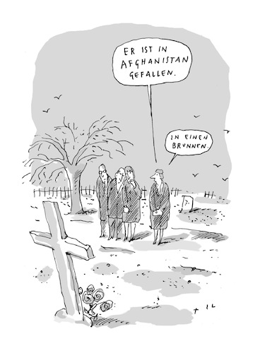 Cartoon: Gefallen (medium) by Til Mette tagged afghanistan,soldat,tot,gefallen