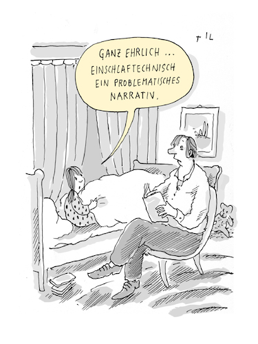 Cartoon: Gute Nacht Geschichte (medium) by Til Mette tagged narrativ,kinder,eltern,sprache