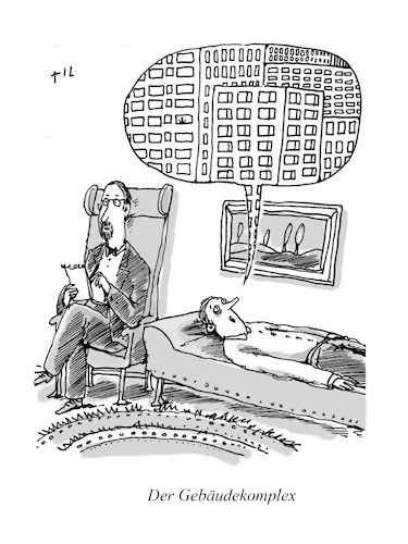 Cartoon: Komplex (medium) by Til Mette tagged psychater,komplex,gebäude