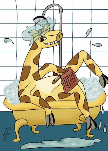 Cartoon: Badetag (medium) by Ah-kreativ tagged tier,badewanne,giraffe