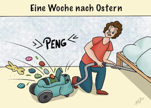 Cartoon: Staubsaugen nach Ostern (medium) by Ah-kreativ tagged haushalt,ostern,überraschen