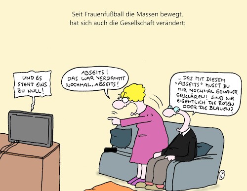 Cartoon: Neue Gesellschaft (medium) by CartoonMadness tagged frauenfußball,frauen,männer,gesellschaft