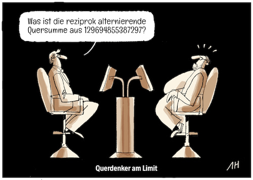 Cartoon: querdenker am limit (medium) by anton heurung tagged math2022,querdenker,quiz