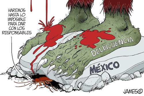 Cartoon: el dicho de siempre (medium) by JAMEScartoons tagged pies,corrupcion,delincuencia,cucaracha