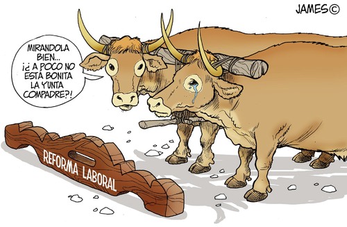Cartoon: Resignacion (medium) by JAMEScartoons tagged yunta,buey,toro,reforma,laboral,james,cartonista,jaime,mercado