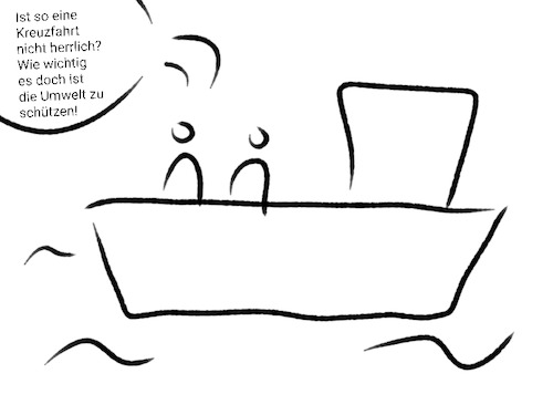 Cartoon: Umweltschutz (medium) by ApiloniusArt tagged kreuzfahrt,meer,pazifik,umwelt,schutz,umweltschutz,gegensatz,gegensätze,schiff,boot,kreuzfahrten