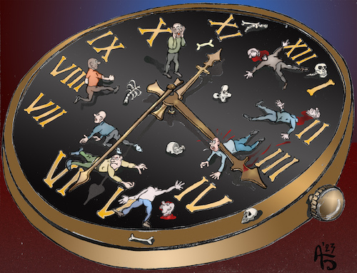Cartoon: Die Uhr tickt (medium) by Back tagged uhr,leben,menschen,lebenszyklus,lebensweg