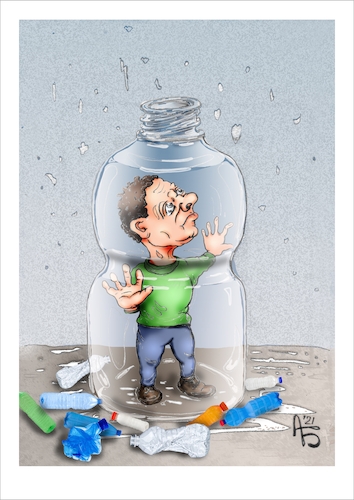 Cartoon: Plastikflasche (medium) by Back tagged plastikmüll,frankreich,mülltrennung,ökologieumgebung