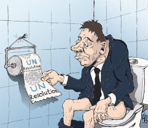 Cartoon: Was schreiben sie da? (medium) by Back tagged un,resolution,politik