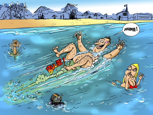 Cartoon: SUMMER  FARTS (medium) by JARO tagged holiday,summer,sea,farts
