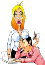 Cartoon: hangover at the office (small) by JARO tagged hangover office tits drunk