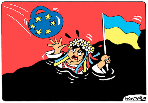 Cartoon: European Union and Ukraine (medium) by Colgariovas tagged ukraine,nazism,europe,aid,war,economy,nationalism,rights,lawlessness,crisis,kyiv