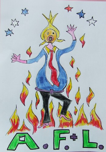 Cartoon: FIREPROOF A FIRST and A LAST (medium) by skätschup tagged amerika,first,and,last,fireproof,expire,asap,crime,war,fight,bully,hate,ignoranc,kill,money,dollars,sty