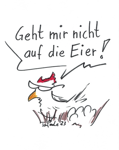 Cartoon: Ansage (medium) by TomPauLeser tagged huhn,henne,hühner,eier,schnabel,brille,nest,eierlegen,gelege