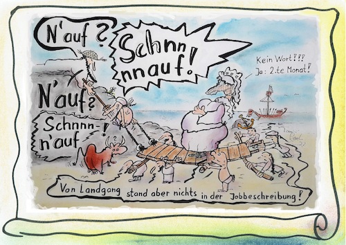Cartoon: Antike Schriftrolle Nr. 6 (medium) by TomPauLeser tagged sänfte,strand,antike,schiffsreisende