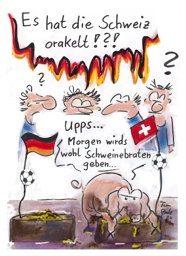 Cartoon: Ein armes EM-Orakelschwein (medium) by TomPauLeser tagged em,uefa,orakel,deutschland,schweiz,orakelschwein,fußball,mesiterschaft,euopameisterschaft