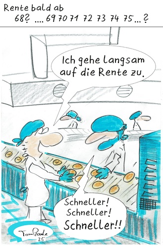 Cartoon: Rente nicht zu erreichen (medium) by TomPauLeser tagged rente,rentenbeginn,rentenalter