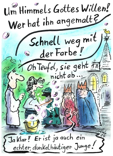 Cartoon: Schwarz angemalt (medium) by TomPauLeser tagged heilige,könige