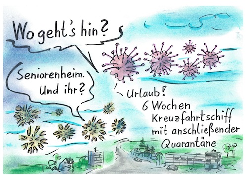 Cartoon: Viren auf Reisen (medium) by TomPauLeser tagged viren,virus,bakterien