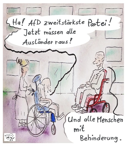 Cartoon: zweitstärkste Partei (medium) by TomPauLeser tagged afd,ausländer,behunderte,menschen,mit,behinderung