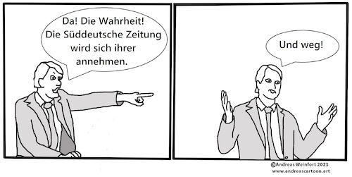 Cartoon: Presse und die Wahrheit (medium) by andreascartoon tagged presse,aiwanger,bayern,spd,sz,süddeutsche,zeitung