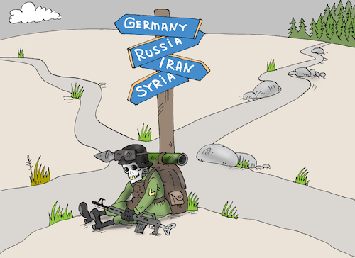 Cartoon: crossroads (medium) by Tarasenko  Valeri tagged crossroads,road,war,mercenary