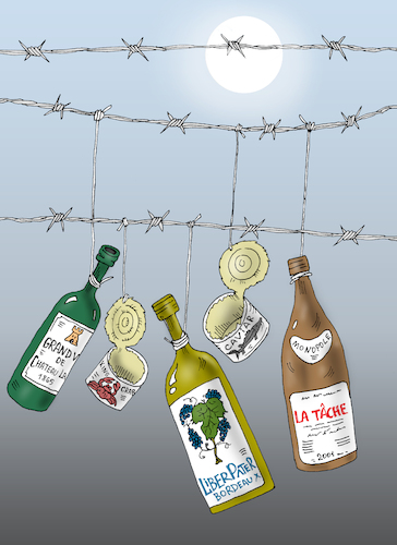 Cartoon: front (medium) by Tarasenko  Valeri tagged wine,bottles,wire,front