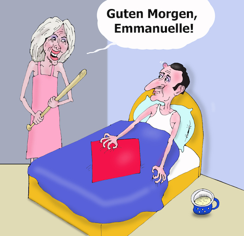 Cartoon: Liebe auf Französisch (medium) by Tarasenko  Valeri tagged morgen,emmanuelle
