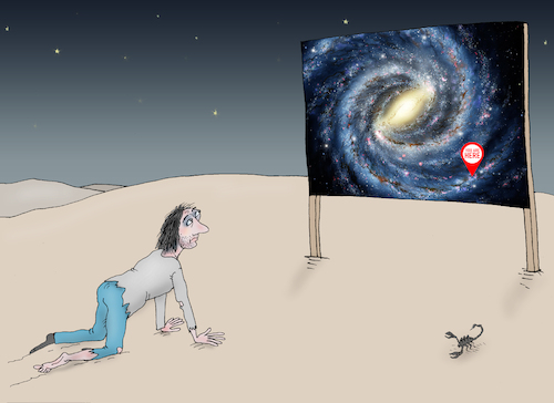 Cartoon: navigator (medium) by Tarasenko  Valeri tagged navigator,desert,galaxy,map