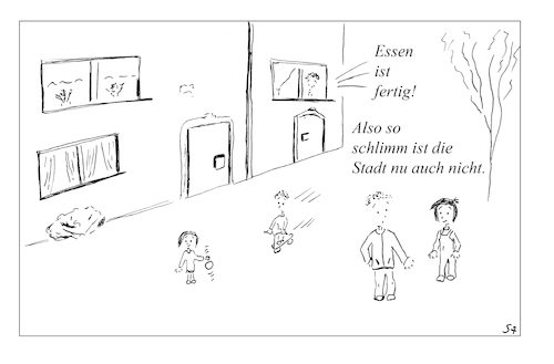 Cartoon: Der höfliche Besuch (medium) by sz tagged essen,stadt
