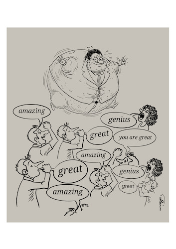 Cartoon: Excessive Praise (medium) by sally cartoonist tagged praise,lob,great,großes,genius,genie,amazing,toll,praise,lob,great,großes,genius,genie,amazing,toll
