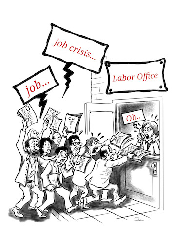 Cartoon: JOB (medium) by sally cartoonist tagged job,crisis,employment,job,crisis,employment