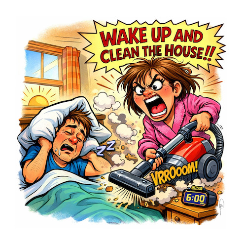 Cartoon: Lazy Husband (medium) by sally cartoonist tagged husband,wife,marriage,family,relationship,husband,wife,marriage,family,relationship