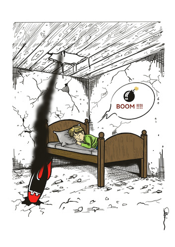 Cartoon: War (medium) by sally cartoonist tagged children,dreams,horror,war,conflicts,politicians,cartoon,caricature,newspapers,magazines