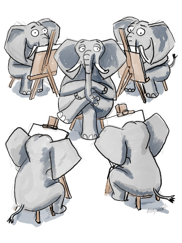 Cartoon: Elefanten zeichnen (medium) by SandraNabbefeld tagged cartoon,cartoonist,comic,humor,lustig,elefanten,elephants,funny,elefantenzeichnen,zeichnen,drawing,illustration,zeichenstunde,studien,malen,rüssel,sandranabbefeld,nabbefeld
