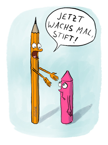 Cartoon: Wachs mal Stift (medium) by SandraNabbefeld tagged cartoon,cartoonist,comic,comicstyle,humor,absurd,stift,bleistift,wachsmalstift,wachs,wachsen,sandranabbefeld,nabbefeld