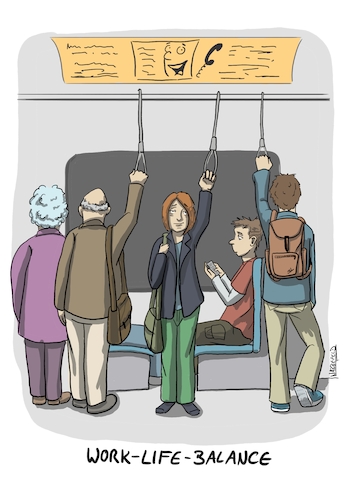 Cartoon: Work-Life-Balance (medium) by SandraNabbefeld tagged cartoon,humor,illustration,humour,ubahn,job,jobs,gesundheit,überstunden,ueberstunden,pendler,pendeln,müde,muede,worklifebalance,viertagewoche,merz,friedrichmerz,bundeskanzler,wohlstand,arbeit,stress,faul,urlaub,depression,depressiv,multitasking,sandranabbefeld,nabbefeld,nabbefeldcartoon,cartoonlobby,rheinischehumorverwaltung,cartoon,humor,illustration,humour,ubahn,job,jobs,gesundheit,überstunden,ueberstunden,pendler,pendeln,müde,muede,worklifebalance,viertagewoche,merz,friedrichmerz,bundeskanzler,wohlstand,arbeit,stress,faul,urlaub,depression,depressiv,multitasking,sandranabbefeld,nabbefeld,nabbefeldcartoon,cartoonlobby,rheinischehumorverwaltung