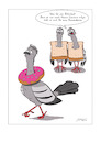 Cartoon: Tauben Haute Couture (small) by SandraNabbefeld tagged tauben,vögel,humor,hautecouture,schnösel,mode,donut,doughnut