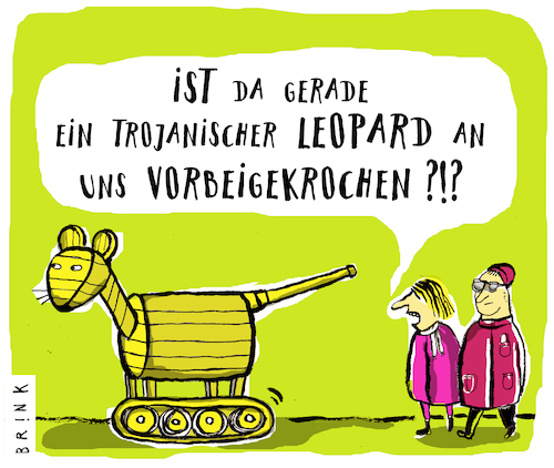 Cartoon: Trojanischer Leopard (medium) by ALIS BRINK tagged panzerlieferung,panzer,rüstung,waffen,ukraine,leopard,krieg