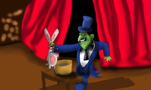 Cartoon: mr frogy and the magician (medium) by sal tagged cartoon