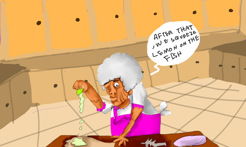 Cartoon: hell in kitchen (medium) by sal tagged comic,cartoon,hell,in,kitchen